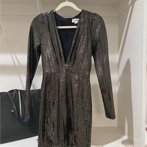 Dazzling Long Sleeve Metallic Dress